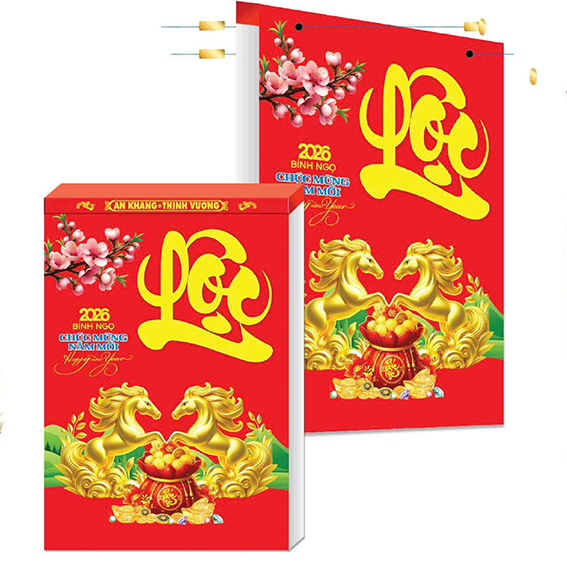 Lịch 2026 lốc 20 x 30cm phong thủy