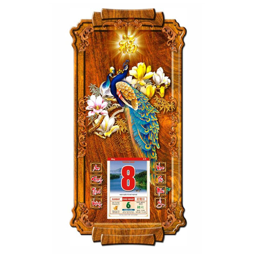 LỊCH GỖ PHONG THỦY CHIM C&Ocirc;NG - XLG403