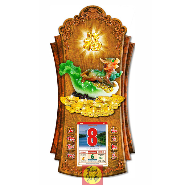 LỊCH GỖ PHONG THỦY T&Ugrave;Y HƯU N&Acirc;U - XLG439